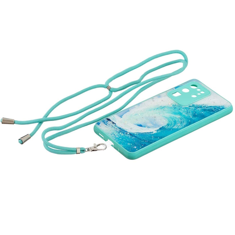 For Samsung Galaxy S20 Ultra Colored Drawing Starry Sky Epoxy TPU Shockproof Case with Neck Lanyard