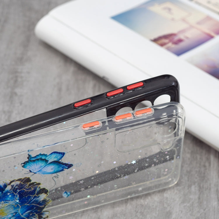 For Samsung Galaxy S21 5G Colored Drawing Starry Sky Epoxy TPU Shockproof Case with Neck Lanyard