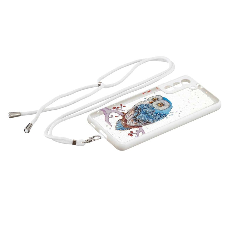 For Samsung Galaxy S21+ 5G Colored Drawing Starry Sky Epoxy TPU Shockproof Case with Neck Lanyard