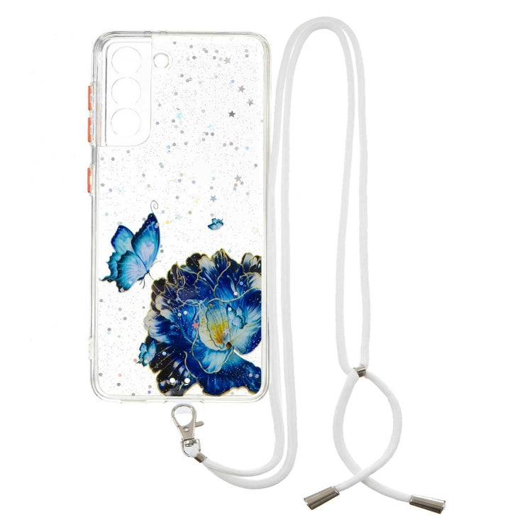 For Samsung Galaxy S21+ 5G Colored Drawing Starry Sky Epoxy TPU Shockproof Case with Neck Lanyard