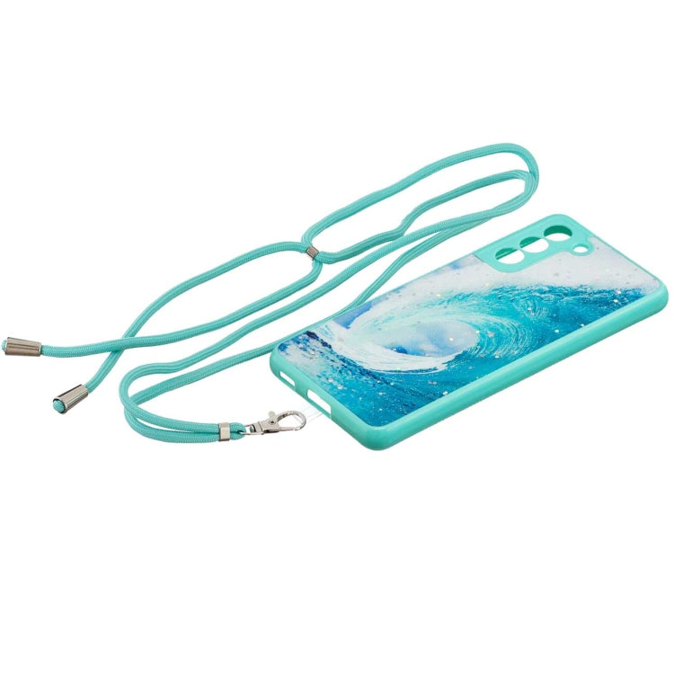 For Samsung Galaxy S21+ 5G Colored Drawing Starry Sky Epoxy TPU Shockproof Case with Neck Lanyard