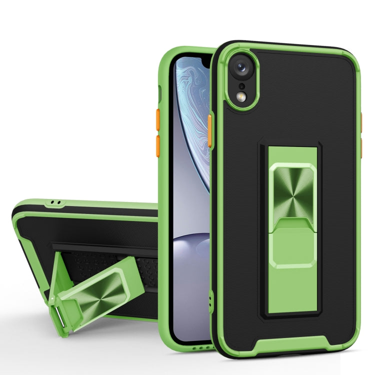 For iPhone XR Dual-color Skin Feel TPU + PC Magnetic Shockproof Case with Invisible Holder