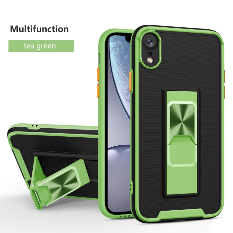 For iPhone XR Dual-color Skin Feel TPU + PC Magnetic Shockproof Case with Invisible Holder