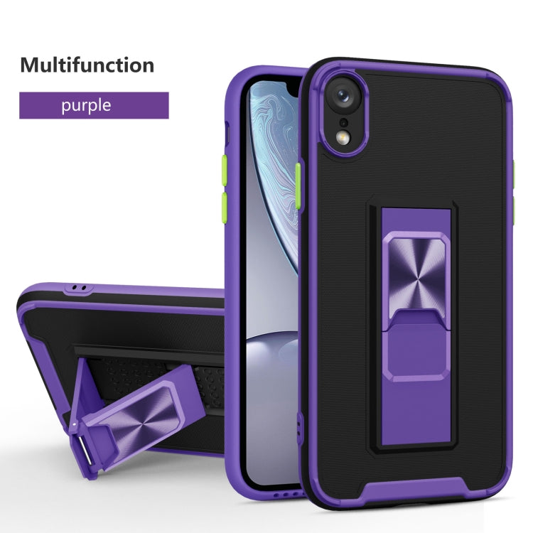 For iPhone XR Dual-color Skin Feel TPU + PC Magnetic Shockproof Case with Invisible Holder