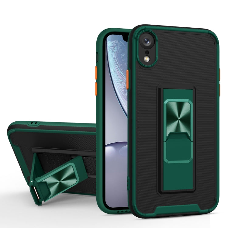 For iPhone XR Dual-color Skin Feel TPU + PC Magnetic Shockproof Case with Invisible Holder