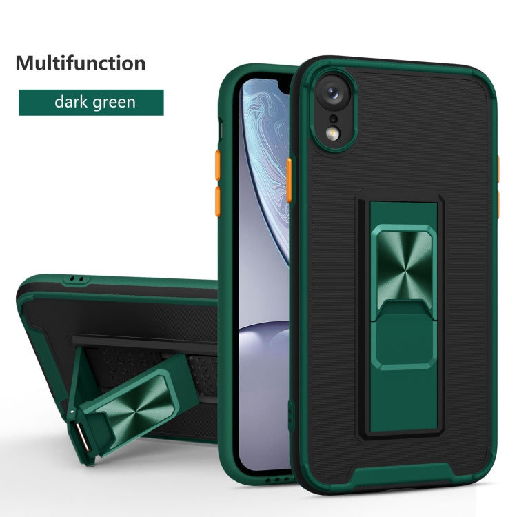 For iPhone XR Dual-color Skin Feel TPU + PC Magnetic Shockproof Case with Invisible Holder