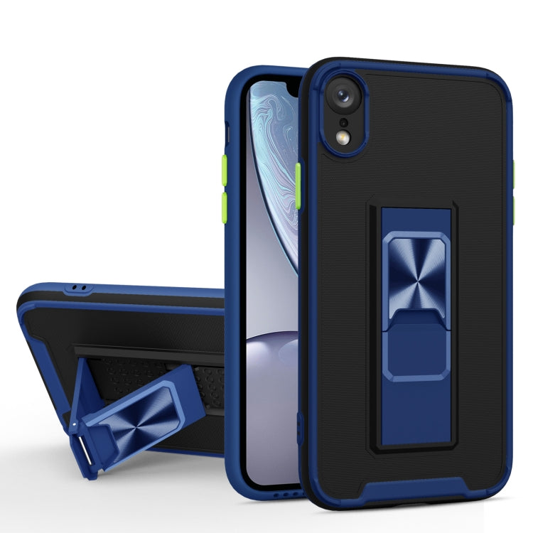For iPhone XR Dual-color Skin Feel TPU + PC Magnetic Shockproof Case with Invisible Holder