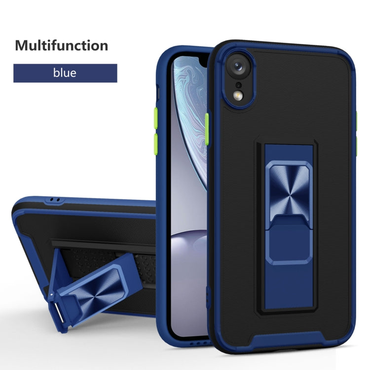 For iPhone XR Dual-color Skin Feel TPU + PC Magnetic Shockproof Case with Invisible Holder