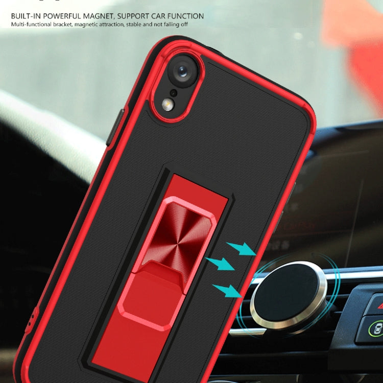 For iPhone XR Dual-color Skin Feel TPU + PC Magnetic Shockproof Case with Invisible Holder