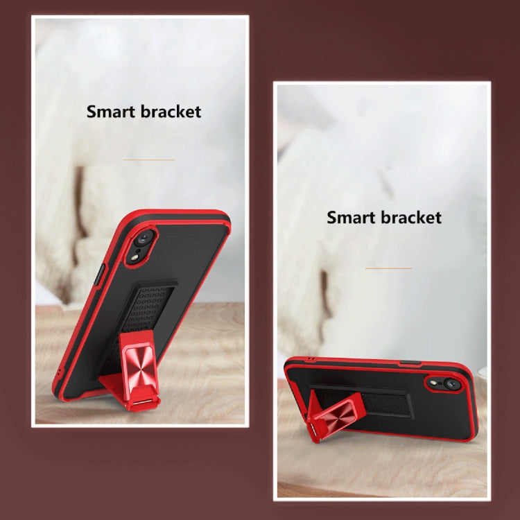 For iPhone XR Dual-color Skin Feel TPU + PC Magnetic Shockproof Case with Invisible Holder