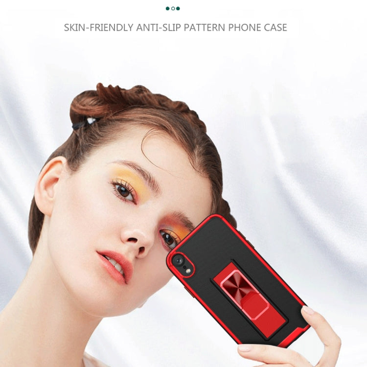 For iPhone XR Dual-color Skin Feel TPU + PC Magnetic Shockproof Case with Invisible Holder