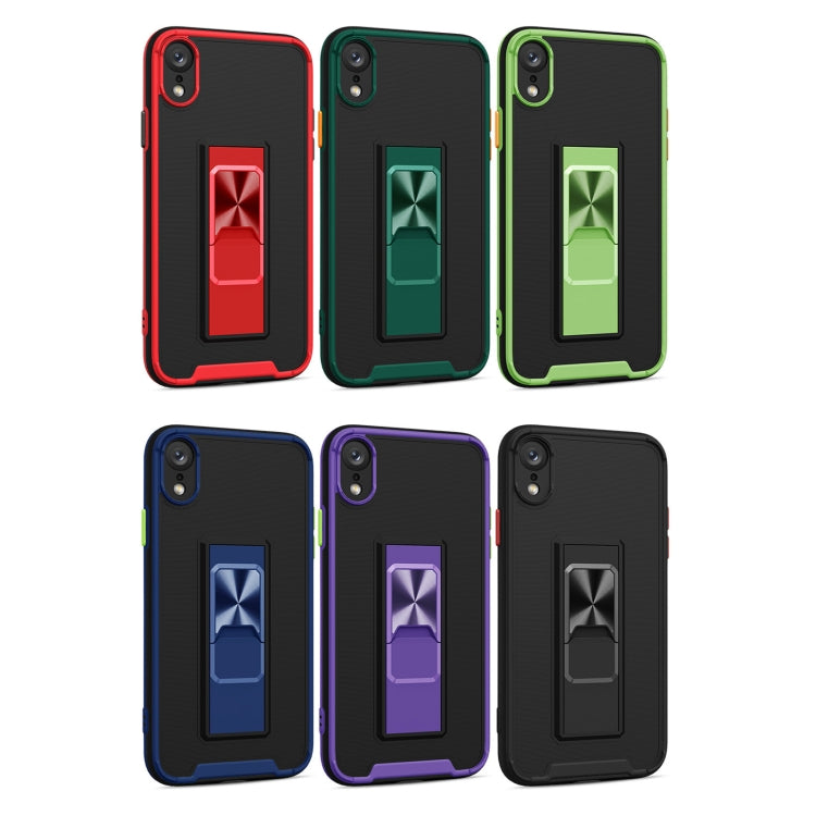 For iPhone XR Dual-color Skin Feel TPU + PC Magnetic Shockproof Case with Invisible Holder