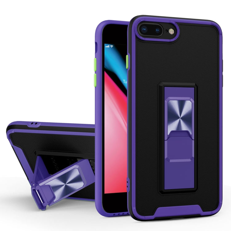 Dual-color Skin Feel TPU + PC Magnetic Shockproof Case with Invisible Holder For iPhone 8 Plus / 7 Plus