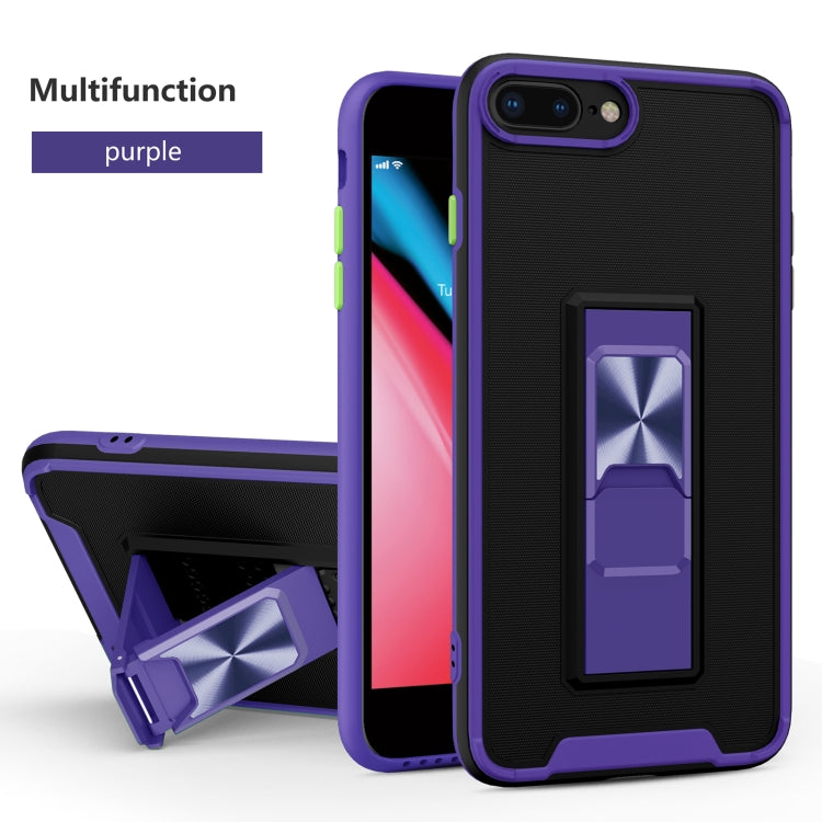 Dual-color Skin Feel TPU + PC Magnetic Shockproof Case with Invisible Holder For iPhone 8 Plus / 7 Plus