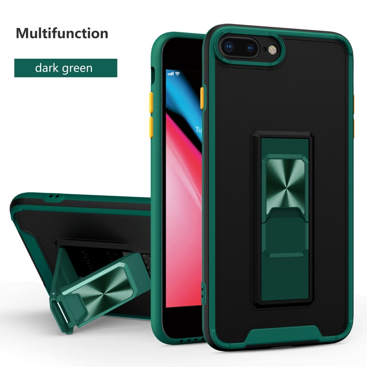 Dual-color Skin Feel TPU + PC Magnetic Shockproof Case with Invisible Holder For iPhone 8 Plus / 7 Plus