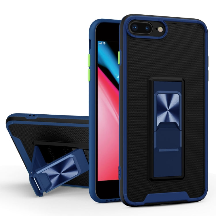Dual-color Skin Feel TPU + PC Magnetic Shockproof Case with Invisible Holder For iPhone 8 Plus / 7 Plus