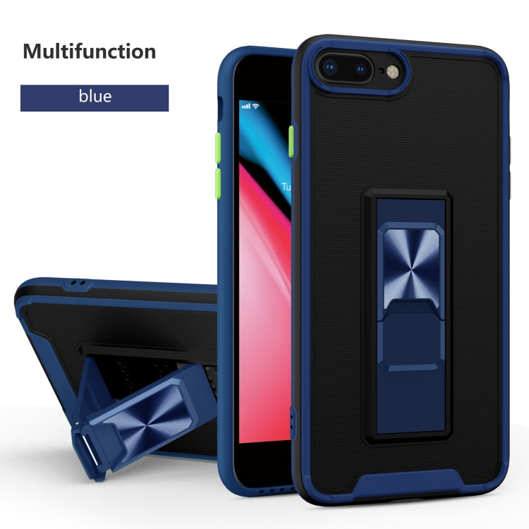 Dual-color Skin Feel TPU + PC Magnetic Shockproof Case with Invisible Holder For iPhone 8 Plus / 7 Plus