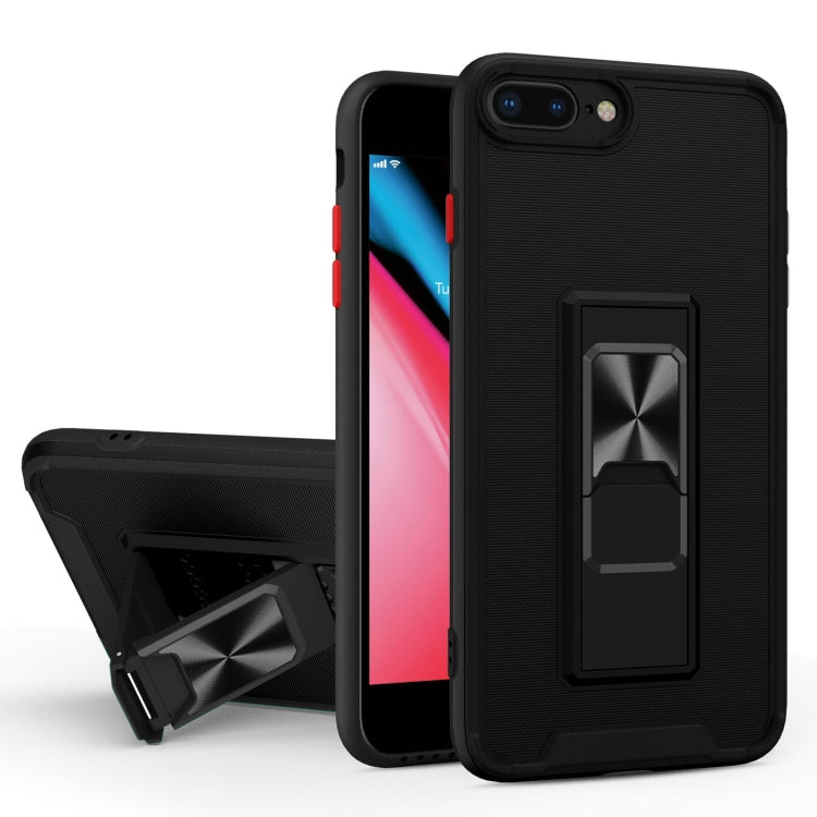 Dual-color Skin Feel TPU + PC Magnetic Shockproof Case with Invisible Holder For iPhone 8 Plus / 7 Plus