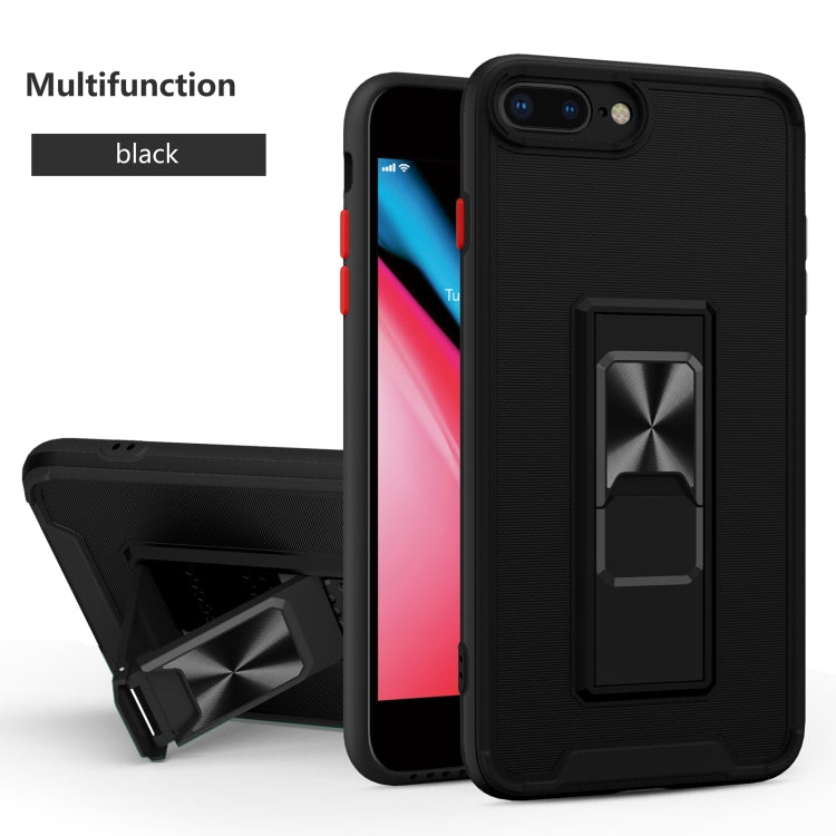 Dual-color Skin Feel TPU + PC Magnetic Shockproof Case with Invisible Holder For iPhone 8 Plus / 7 Plus