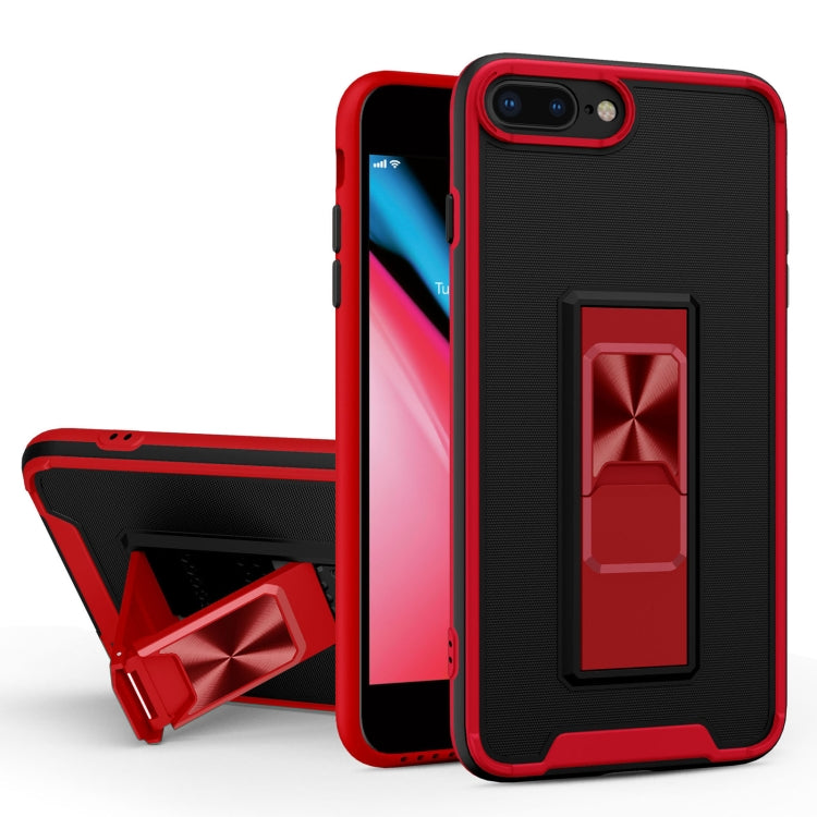 Dual-color Skin Feel TPU + PC Magnetic Shockproof Case with Invisible Holder For iPhone 8 Plus / 7 Plus