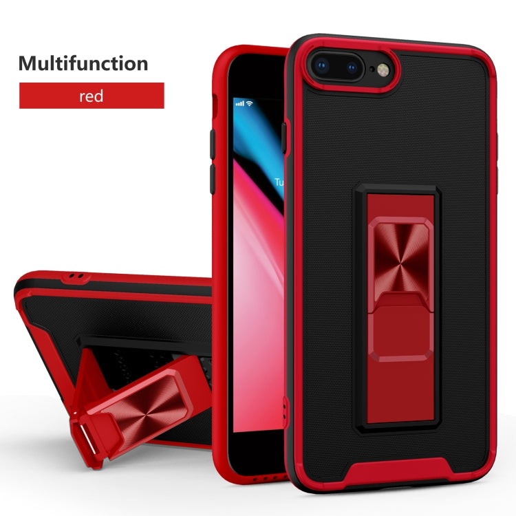 Dual-color Skin Feel TPU + PC Magnetic Shockproof Case with Invisible Holder For iPhone 8 Plus / 7 Plus