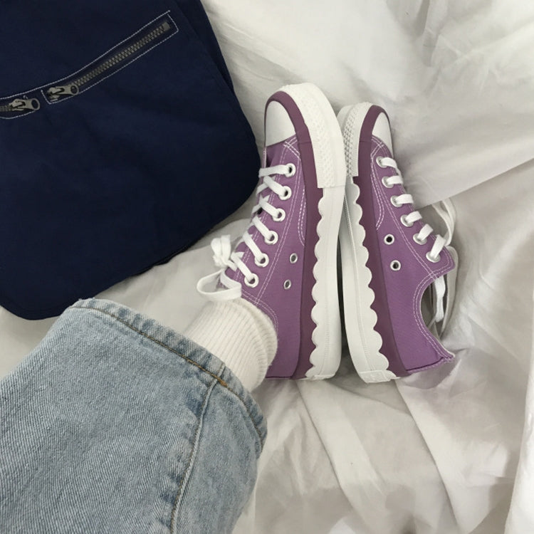 Ulzzang Color Matching Simple Lace Low-top Canvas Shoes Students Board Shoes, Size:35