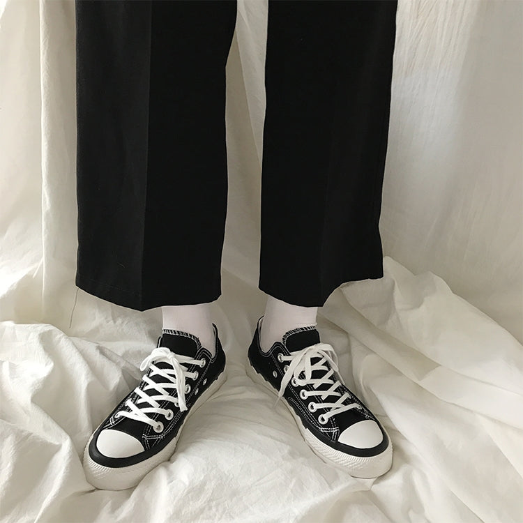 Ulzzang Color Matching Simple Lace Low-top Canvas Shoes Students Board Shoes, Size:35