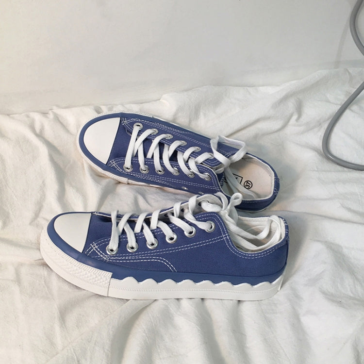Ulzzang Color Matching Simple Lace Low-top Canvas Shoes Students Board Shoes, Size:35