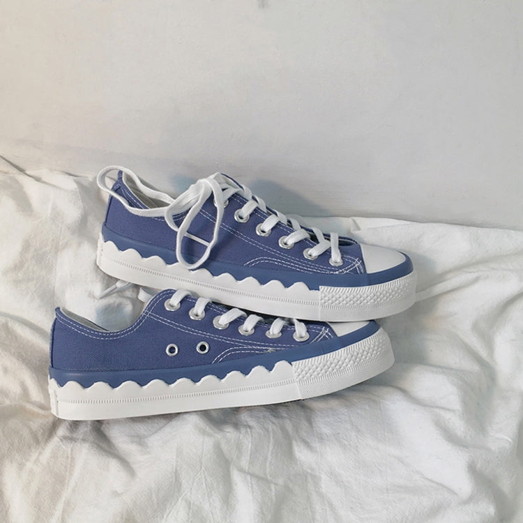 Ulzzang Color Matching Simple Lace Low-top Canvas Shoes Students Board Shoes, Size:35