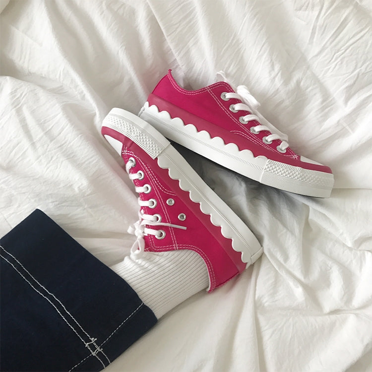 Ulzzang Color Matching Simple Lace Low-top Canvas Shoes Students Board Shoes, Size:35