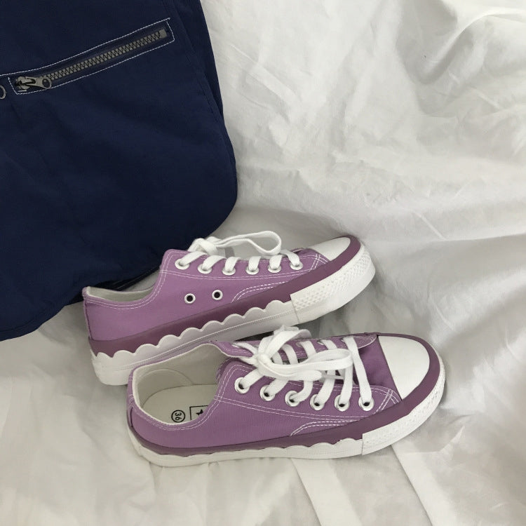 Ulzzang Color Matching Simple Lace Low-top Canvas Shoes Students Board Shoes, Size:37