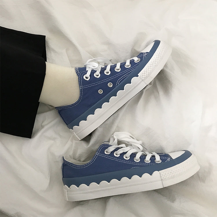 Ulzzang Color Matching Simple Lace Low-top Canvas Shoes Students Board Shoes, Size:37