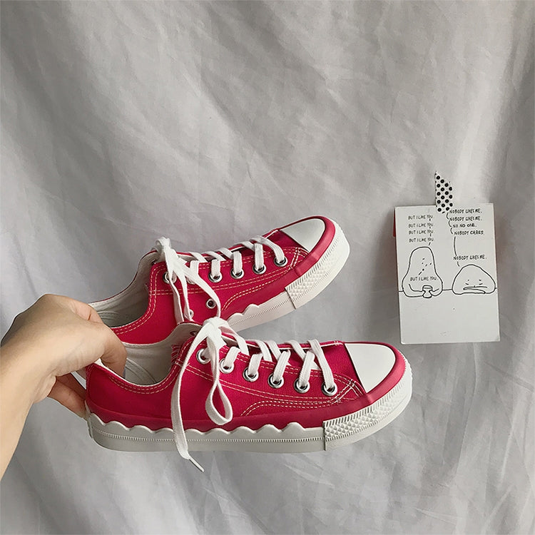 Ulzzang Color Matching Simple Lace Low-top Canvas Shoes Students Board Shoes, Size:37