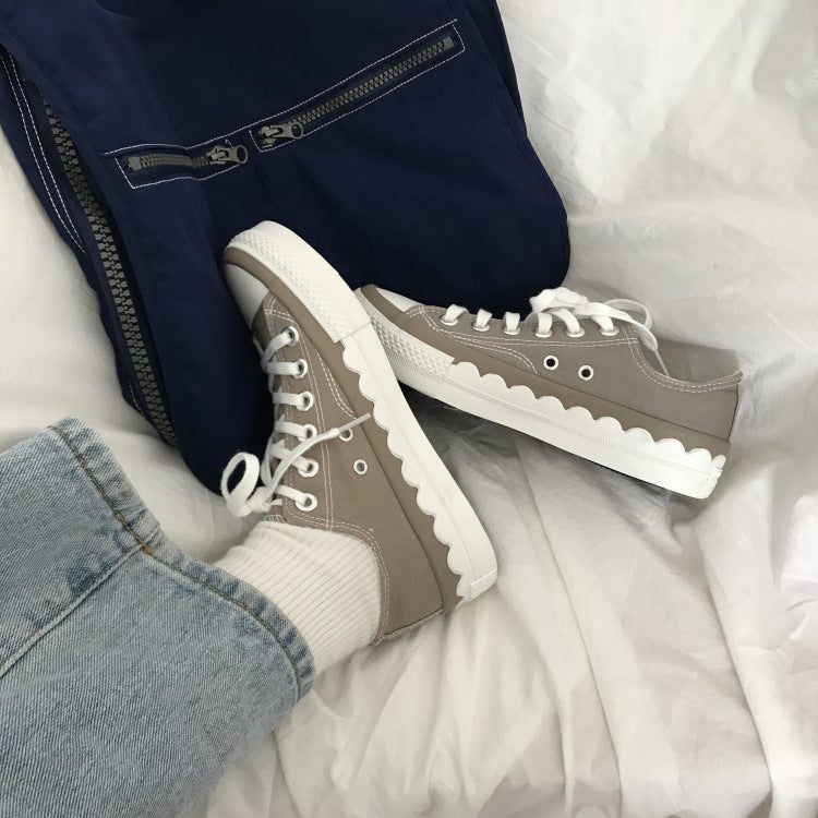 Ulzzang Color Matching Simple Lace Low-top Canvas Shoes Students Board Shoes, Size:37