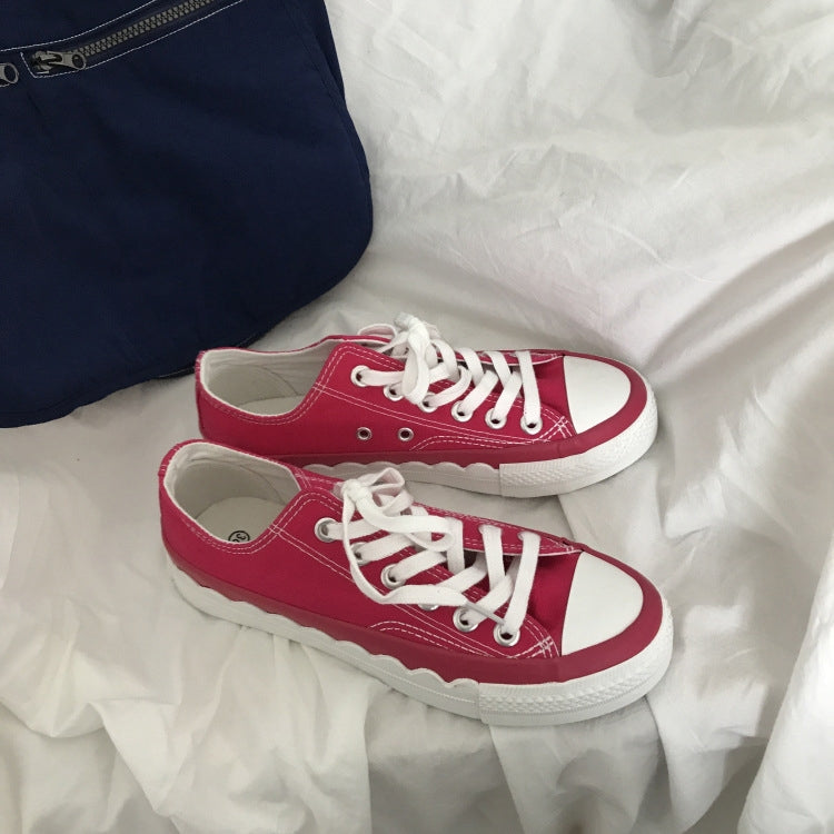 Ulzzang Color Matching Simple Lace Low-top Canvas Shoes Students Board Shoes, Size:38