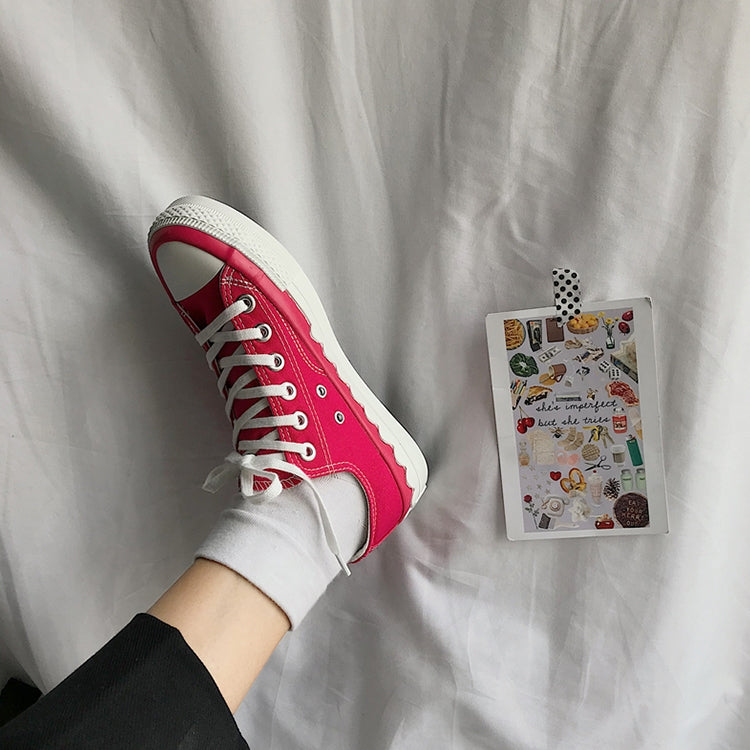 Ulzzang Color Matching Simple Lace Low-top Canvas Shoes Students Board Shoes, Size:38