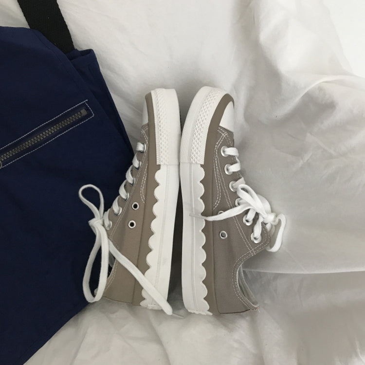 Ulzzang Color Matching Simple Lace Low-top Canvas Shoes Students Board Shoes, Size:38