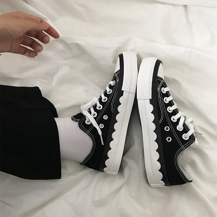 Ulzzang Color Matching Simple Lace Low-top Canvas Shoes Students Board Shoes, Size:39