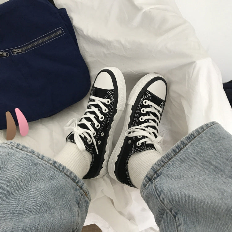 Ulzzang Color Matching Simple Lace Low-top Canvas Shoes Students Board Shoes, Size:39