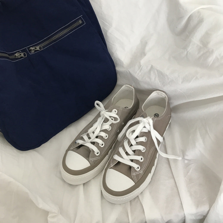 Ulzzang Color Matching Simple Lace Low-top Canvas Shoes Students Board Shoes, Size:39