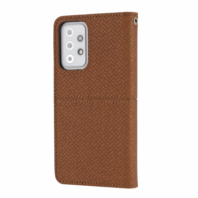 For Samsung Galaxy A52 4G / 5G Woven Texture Stitching Magnetic Horizontal Flip PU Leather Case with Holder & Card Slots & Wallet & Lanyard