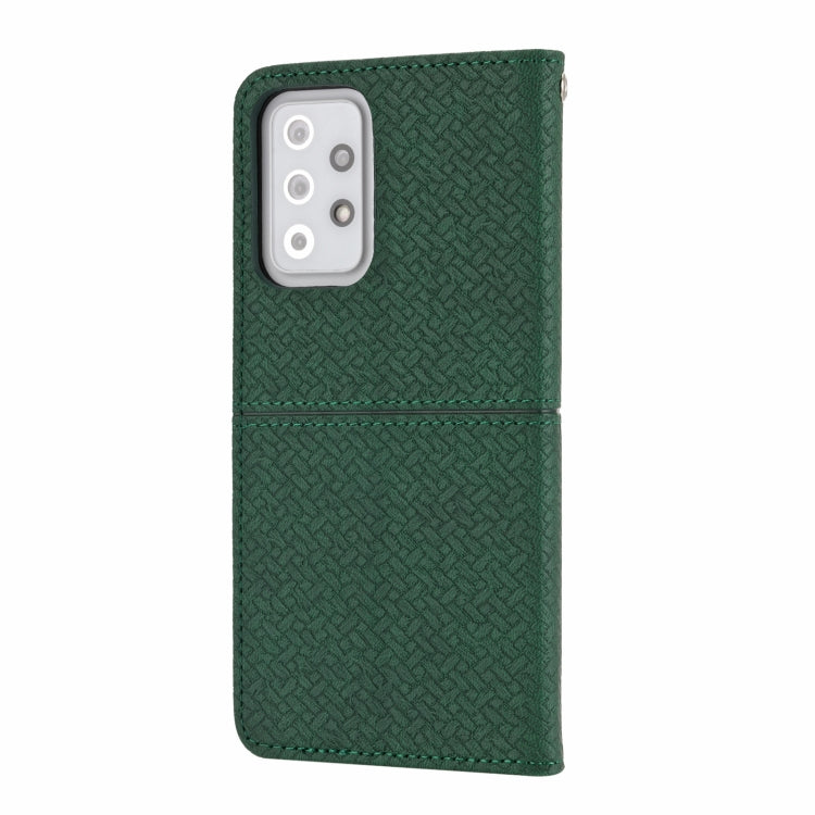 For Samsung Galaxy A52 4G / 5G Woven Texture Stitching Magnetic Horizontal Flip PU Leather Case with Holder & Card Slots & Wallet & Lanyard