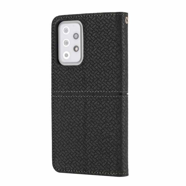 For Samsung Galaxy A52 4G / 5G Woven Texture Stitching Magnetic Horizontal Flip PU Leather Case with Holder & Card Slots & Wallet & Lanyard