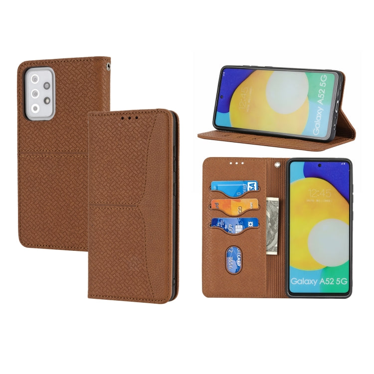 For Samsung Galaxy S20 FE Woven Texture Stitching Magnetic Horizontal Flip PU Leather Case with Holder & Card Slots & Wallet & Lanyard