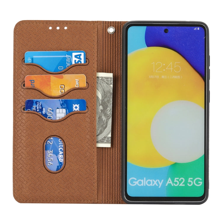 For Samsung Galaxy S20 FE Woven Texture Stitching Magnetic Horizontal Flip PU Leather Case with Holder & Card Slots & Wallet & Lanyard