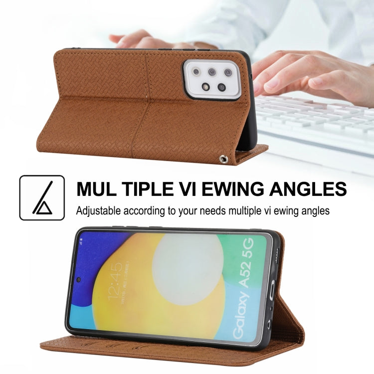 For Samsung Galaxy S20 FE Woven Texture Stitching Magnetic Horizontal Flip PU Leather Case with Holder & Card Slots & Wallet & Lanyard