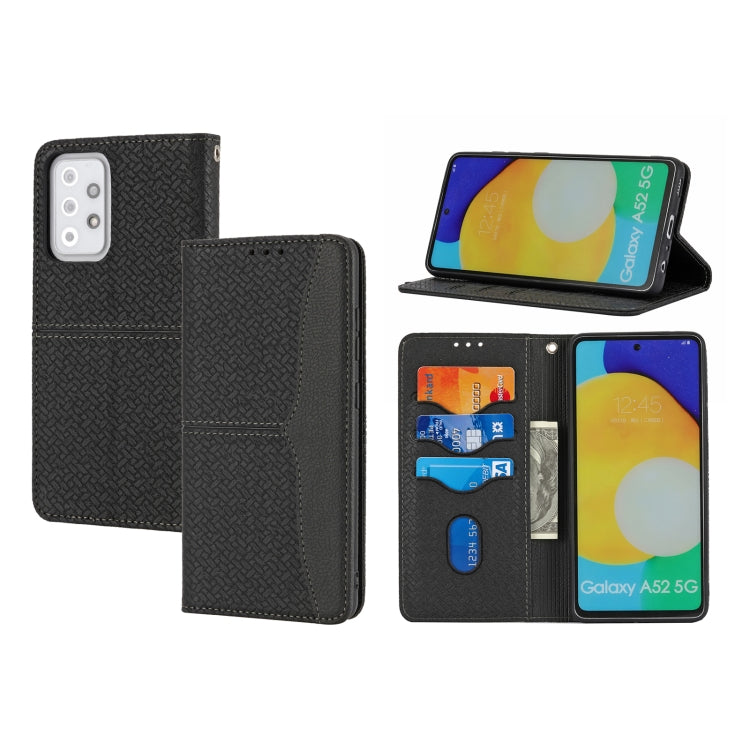 For Samsung Galaxy S20 FE Woven Texture Stitching Magnetic Horizontal Flip PU Leather Case with Holder & Card Slots & Wallet & Lanyard