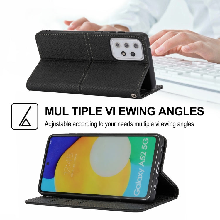 For Samsung Galaxy S20 FE Woven Texture Stitching Magnetic Horizontal Flip PU Leather Case with Holder & Card Slots & Wallet & Lanyard