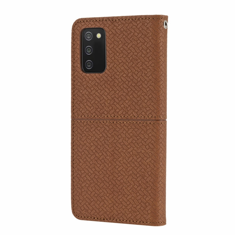 For Samsung Galaxy A03s 164mm Woven Texture Stitching Magnetic Horizontal Flip PU Leather Case with Holder & Card Slots & Wallet & Lanyard