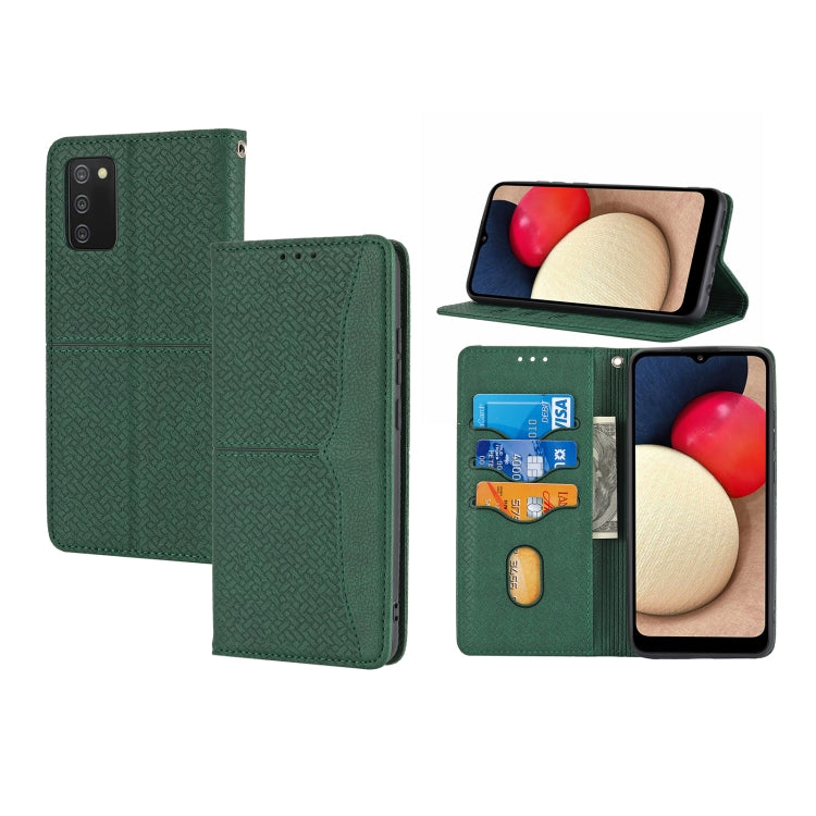 For Samsung Galaxy A03s 164mm Woven Texture Stitching Magnetic Horizontal Flip PU Leather Case with Holder & Card Slots & Wallet & Lanyard